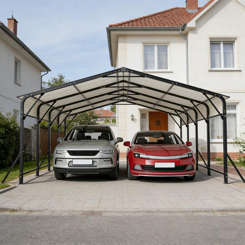 Abri d'auto en acier galvanisé 20 pi x 20 pi, structure renforcée triangulaire robuste