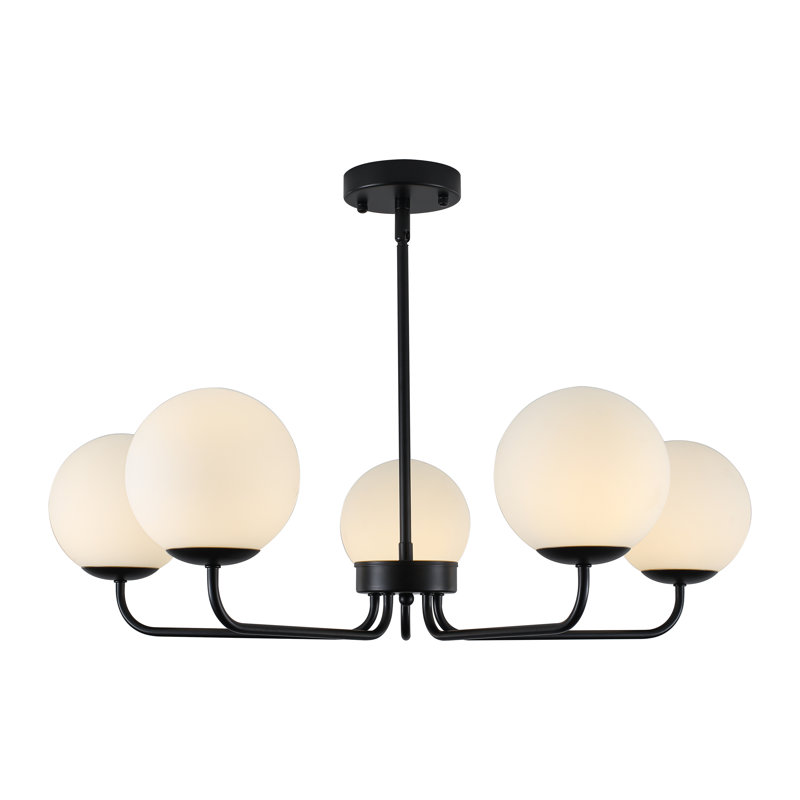 5-Light Dimmable Sputnik Modern Linear Chandelier, Matte Black