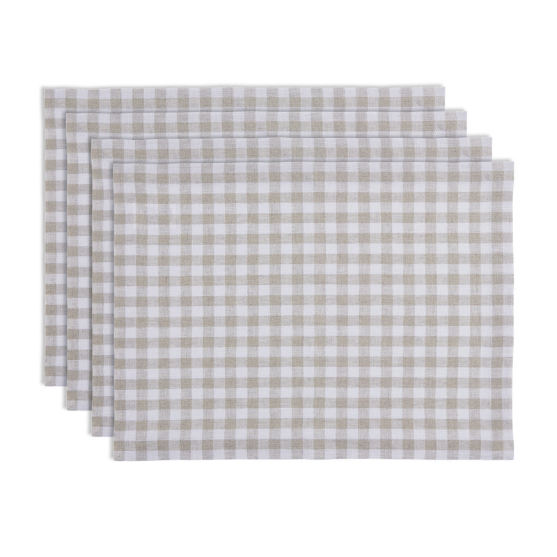 Natural Gingham Linen Placemats Set of 4