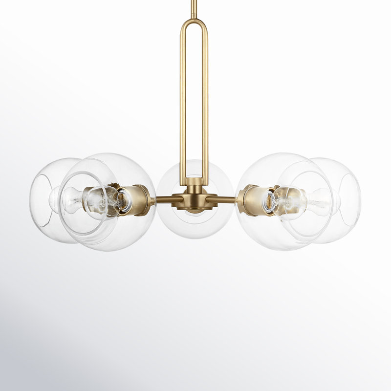 Talia 5 - Light Dimmable Sputnik Chandelier, Satin Brass, 17.38" H x 26" W x 26" D