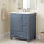 Meuble-lavabo autoportant 24 po en bois massif et panneau de fibres à densité moyenne bleu gris avec lavabo et rangement en céramique-134592073-134592078