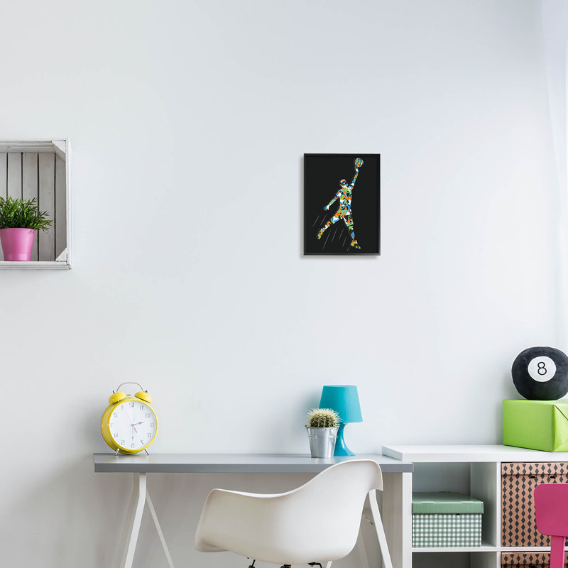 Art à giclée encadrée de joueur de basketball à motifs par Arrolynn Weiderhold, H 14 po x l 11 po x P 1,5 po