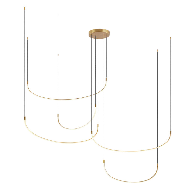 Luminaire suspendu unique à DEL 5 lumières Talis, Or brossé, H 11,75 po x l 90,25 po x P 90,25 po