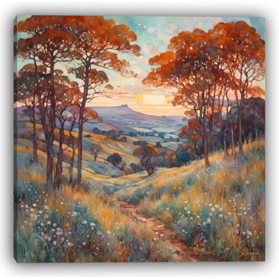 "Amber Hillside Path" Wrapped Canvas Wall Art