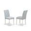 L'ensemble 7 pièces contient une table en bois de ciment et 6 chaises Parson en tissu bleu bébé - Lin brossé blanc-2054196294-2054196295-2120022521