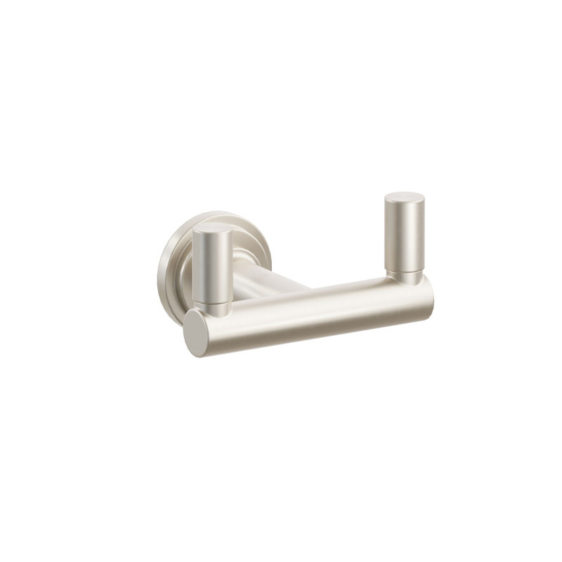 Crochet double Emtek Select avec rosette à disque, tige ronde et pointe lisse, Nickel satiné