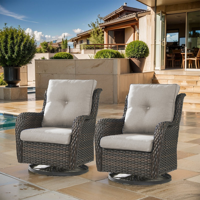Ensemble de chaises berçantes pour l'extérieur Deb, Beige, Brun
