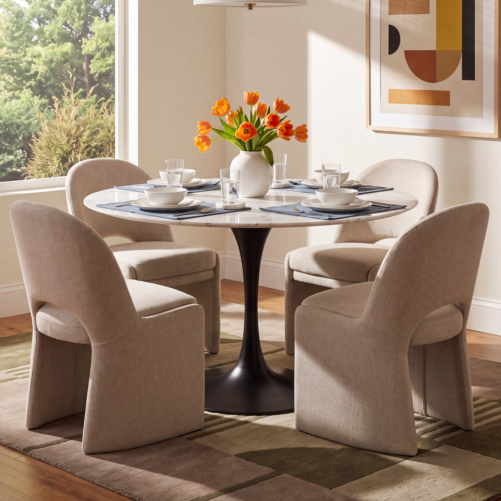 Flow 47" Dining Table, Black