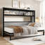 Lit escamotable gris en métal avec tablettes intégrées, pliable et stable, parfait pour les espaces invités, peu encombrant et facile à monter-1434352807