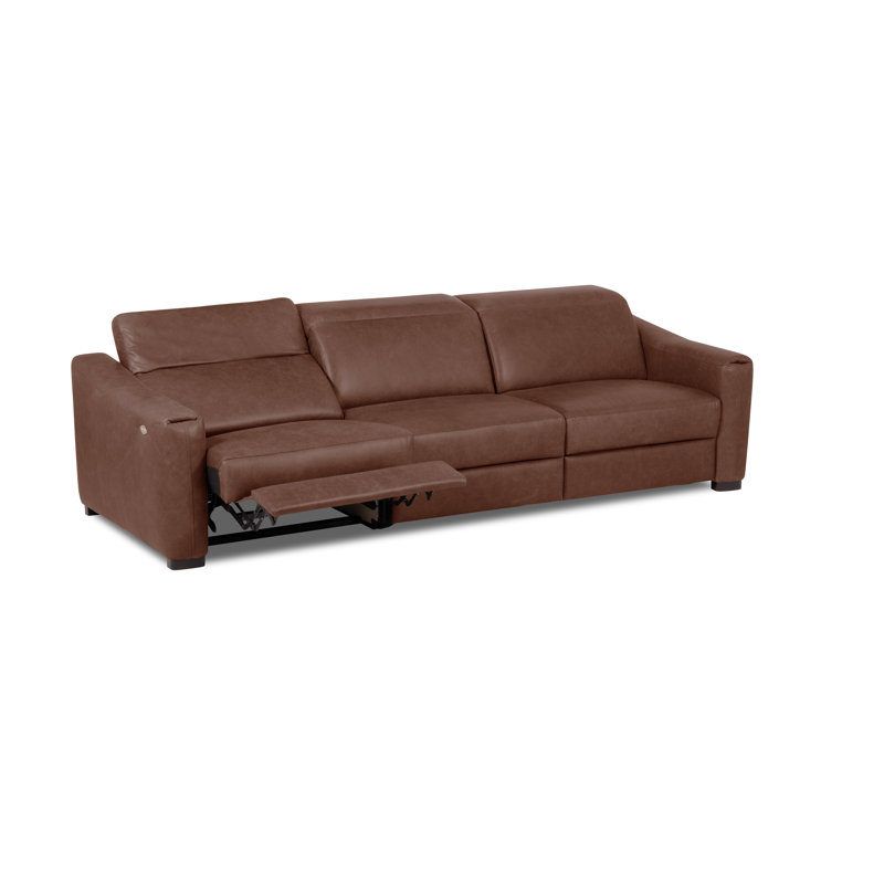 Texas 3 Seater Electric Reclining Sofa in Full Grain Leather, Brown