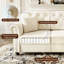 Canapé Chesterfield de 41,3 po en velours avec garniture cloutée et accoudoirs roulés, canapé de style Mid-Century moderne capitonné, comprenant 1 oreiller-1492968533