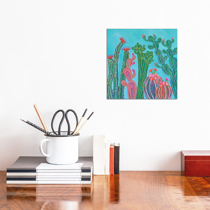 Cactus Party II by Lisa Frances Judd - Wrapped Canvas Painting, 30.48 cm H x 30.48 cm W