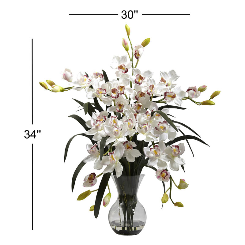 Orchids Arrangement in Vase, White
