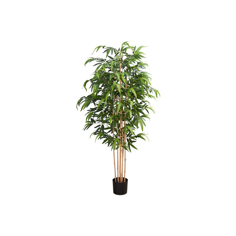 Plante artificielle, 83 po de haut, bambou, plancher, intérieur, pot, touche réelle, feuilles vertes, pot noir