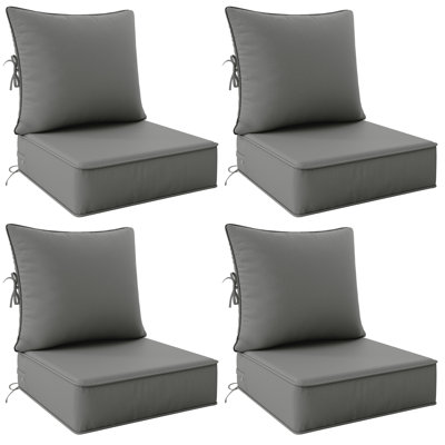 Outdoor 6.5" Thick Deep Seating Cushion Set Water-Resistant & Fade-Resistant Patio Chair Cushions