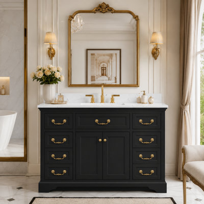  Ensemble de meuble-lavabo sous-comptoir simple 48 po avec plateau en pierre reconstituée Alena
