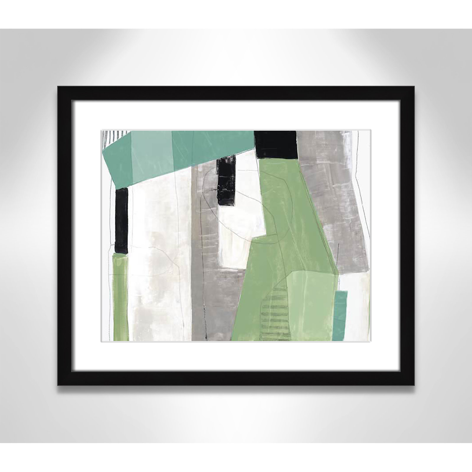 Evergreen Essence by Tom Reeves, White, 16" H x 19" W x 1.25" D, Black Box Frame - Matted Fine Art Paper Print
