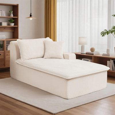 Oversized Cloud Corduroy Upholstered Chaise Lounge Chair Sofa Bed No Assembly Required by Ivy Bronx