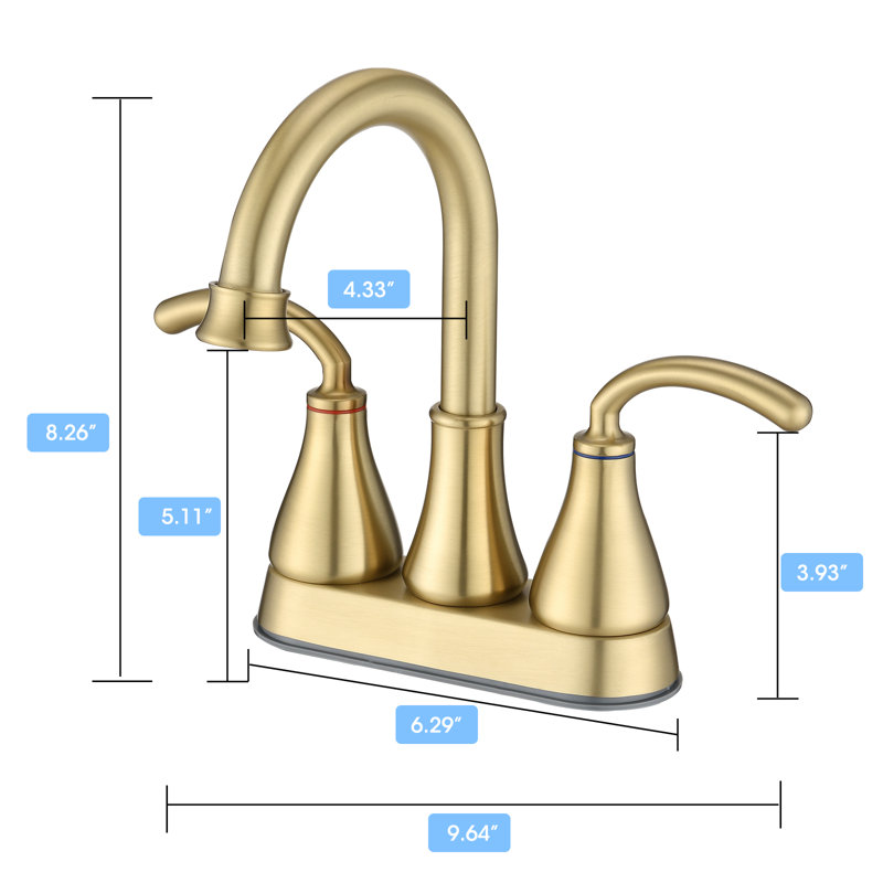 2-handle Bathroom Faucet with Drain Assembly, Brushed Gold