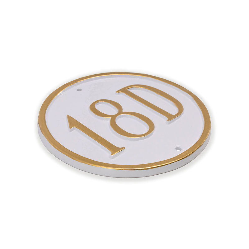 Petite plaque d'adresse murale 1 ligne Circle, Gris / Argent, Oui