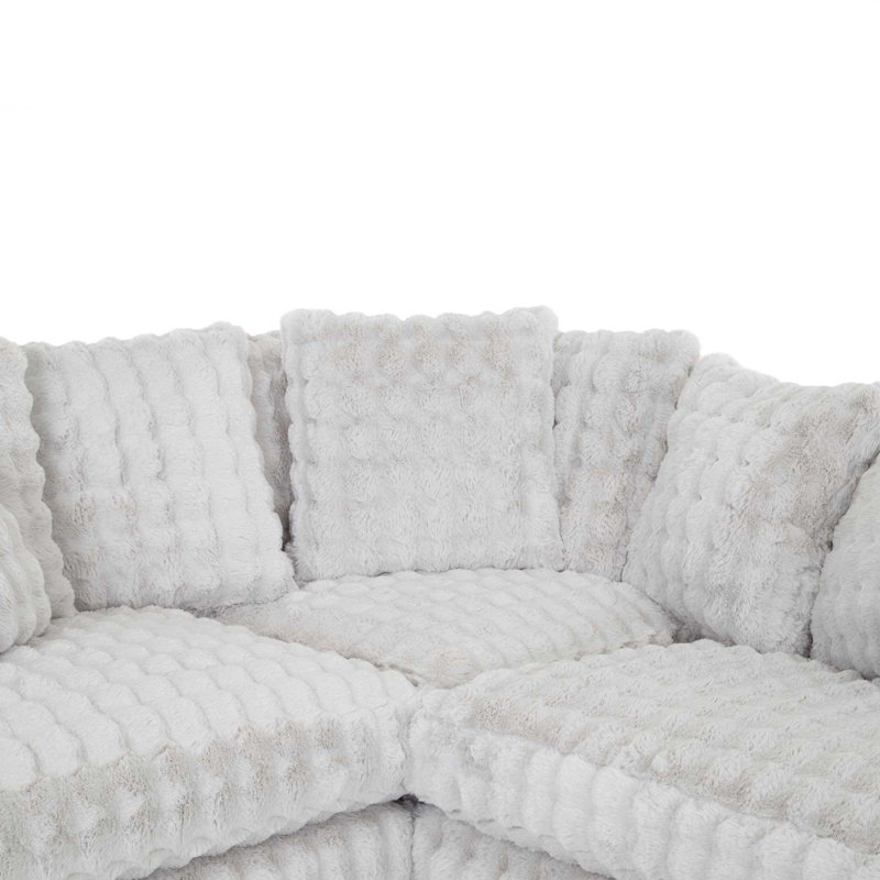 Canapé modulaire 4 pièces avec méridienne Everette, Polyester gris, Orienté à droite