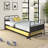 Metal Daybed Platform Bed Frame with Trundle Built-in Casters