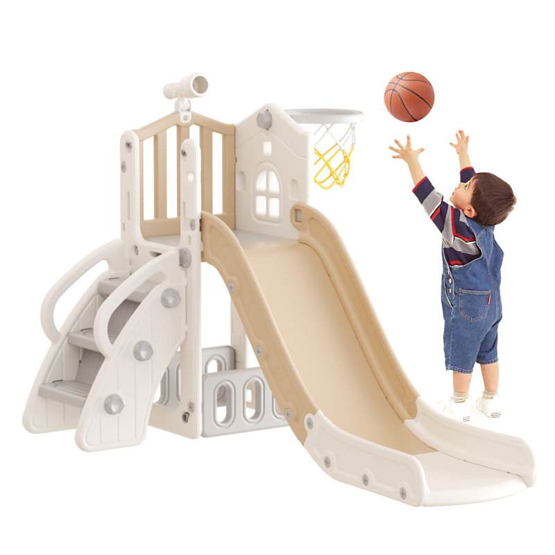 Glissoire autoportante en plastique l 57 po Feanch, Beige