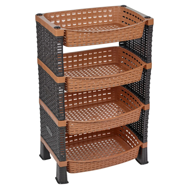 Alexande 41cm W Plastic Storage Rack, Black/Brown