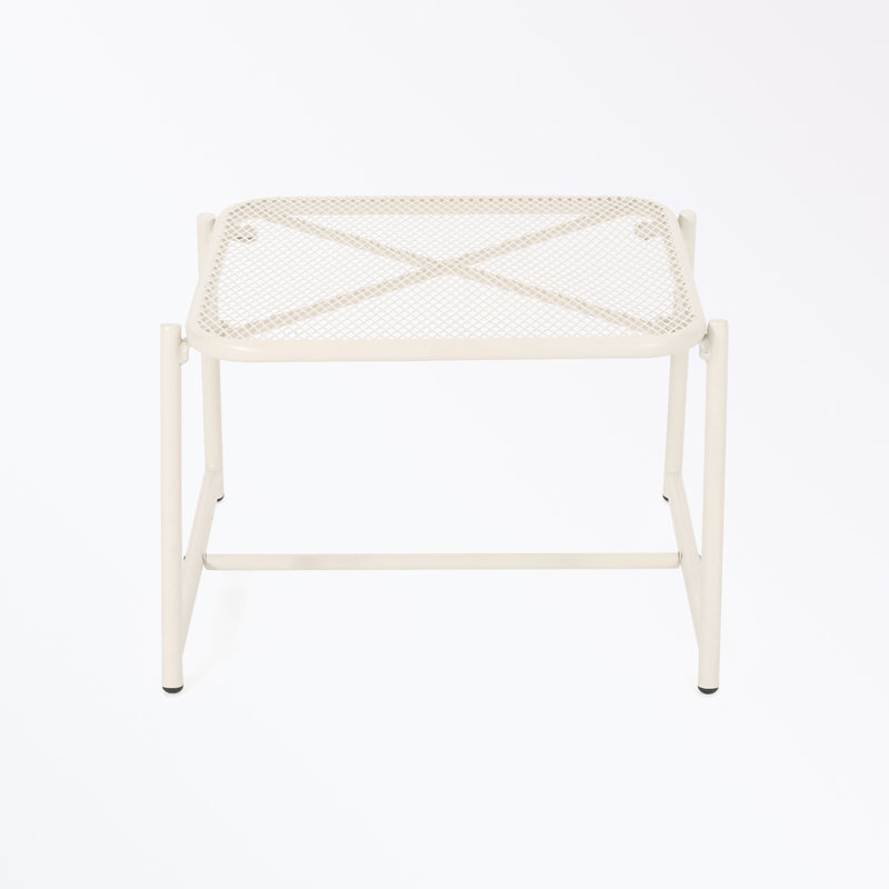 iron frame coffee table with mesh table top, Matte White