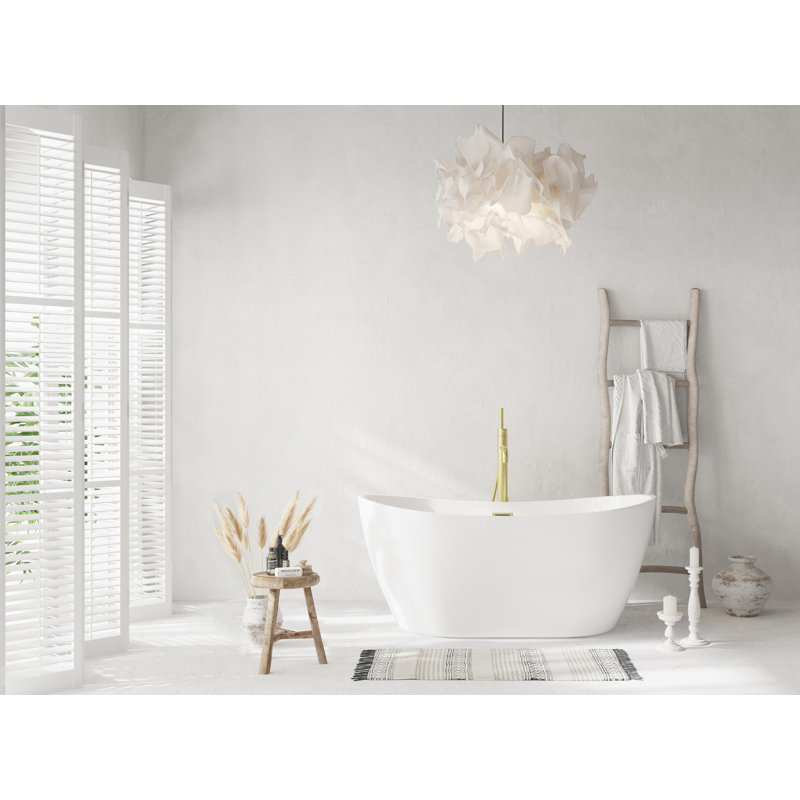 Ardis 54'' x 29'' Soaking Acrylic Bathtub, Brushed Gold
