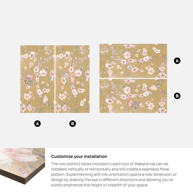 Wakana 24x48 Artisan Decor Matte Porcelain Tile, Summer Golden Yellow