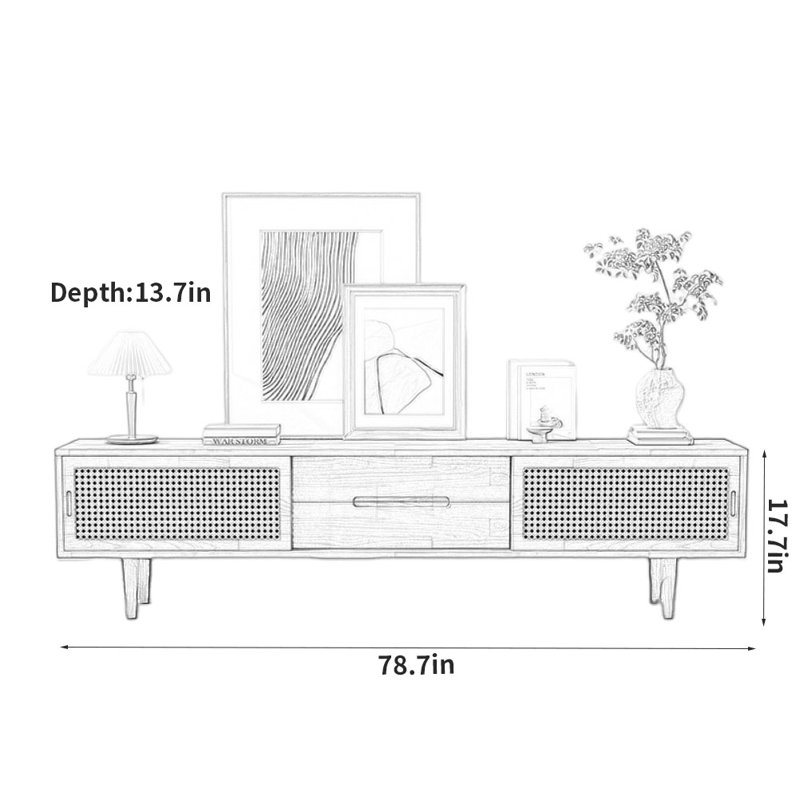 Crédence de rangement simple en bois massif l 78,7 po Simple