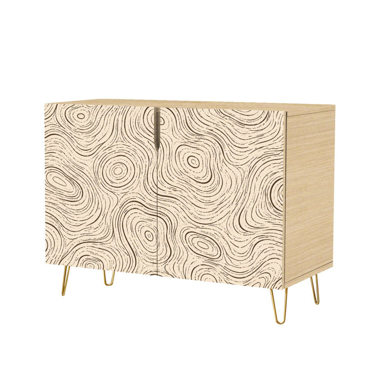 Buffet Buffet avec rangement à motif de vagues topographiques abstraites brun clair avec 2 portes pour le salon et la cuisine