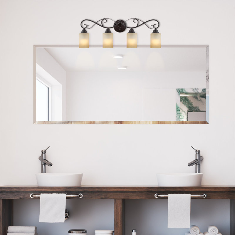 Éclairage pour salle de bain à 4 lumières à intensité variable en bronze huilé Bublitz