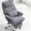 Chaise de bureau inclinable en velours côtelé avec repose-pieds et soutien lombaire