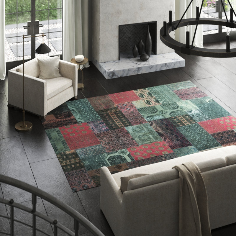 Afghan Wool Patchwork Area Rug