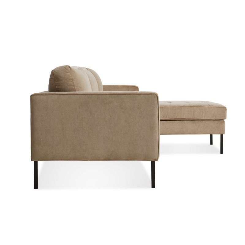 Paramount Chaise Sectional, Black, Sanford Oatmeal Basketweave, Right Hand Facing