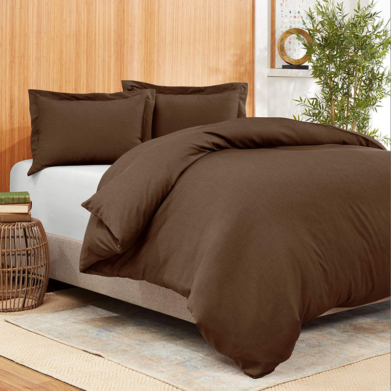  Housse de couette en microfibre gris clair, Housse de couette pour grand lit, Brun