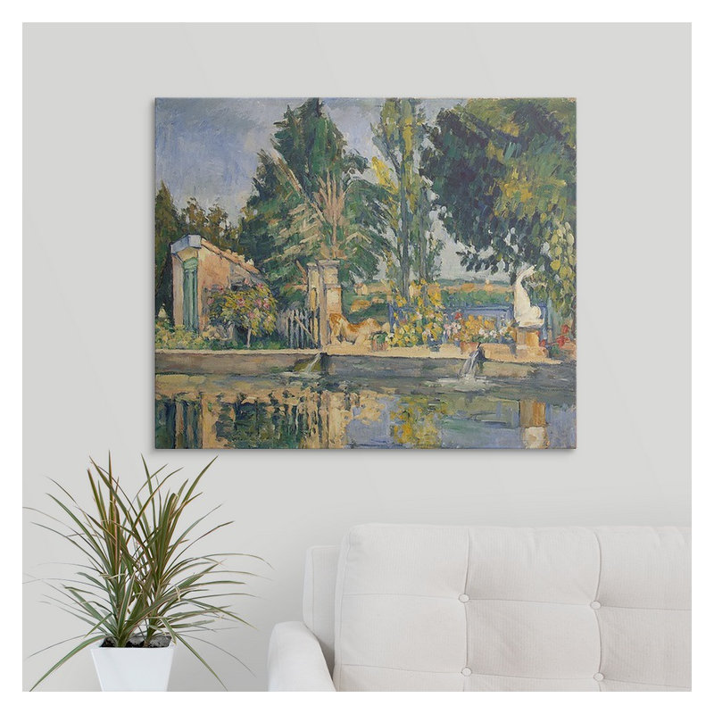 «Jas De Bouffan, the Pool, c.1876» par Paul Cezanne - reproduction imprimée, H 38 po x l 48 po x P 1,5 po, Toile