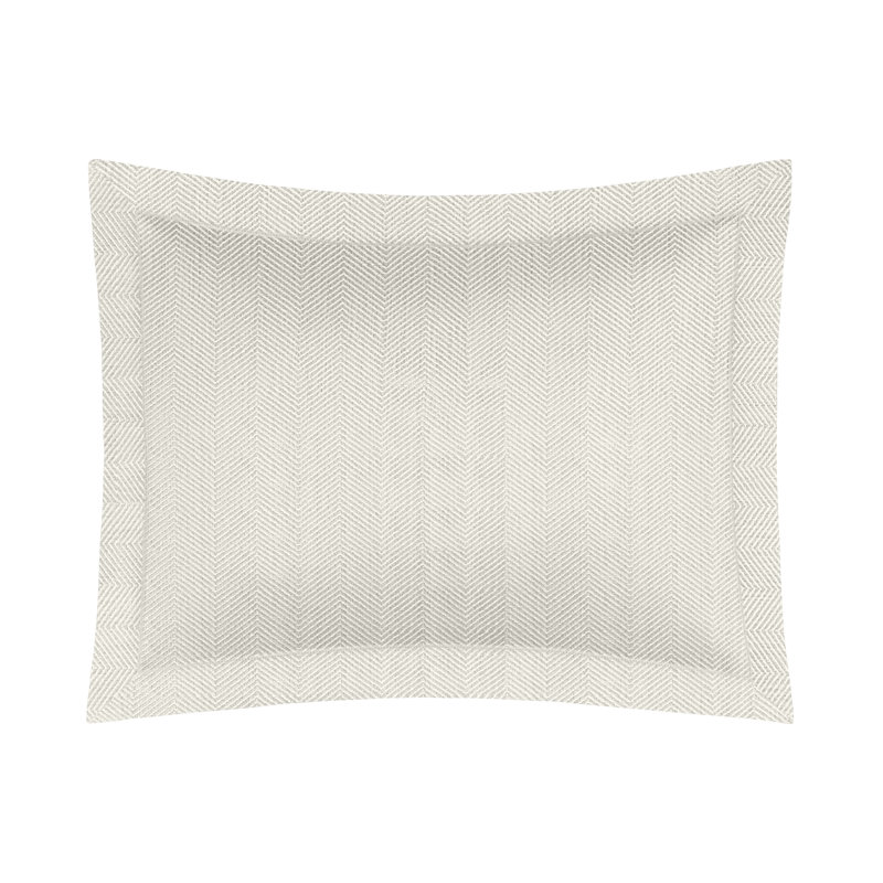 Taie décorative à motif de chevrons en lin Zebra, Crème antique, Standard