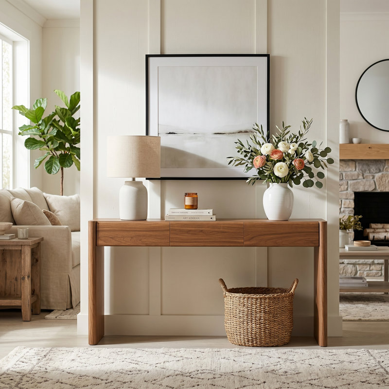 Console 70,87 "en bois avec 3 tiroirs, table d'appoint moderne pour le salon, le couloir et les petits espaces