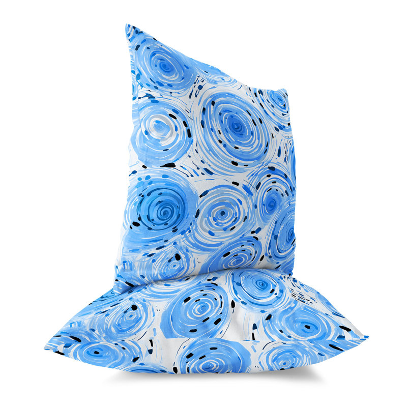 Blue Geometric Abstract Faux Suede Throw Pillow 16" x 16"