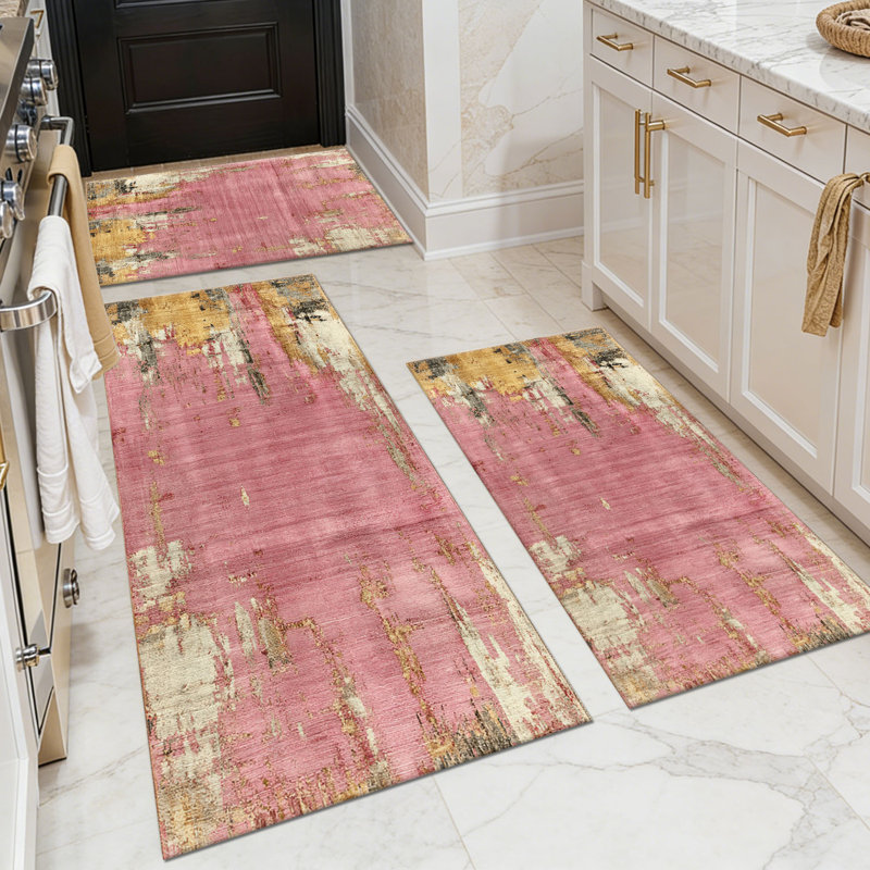 Tapis de cuisine 20 po x 32 po + 20 po x 48 po + 20 po x 59 po Tapis de cuisine à motif abstrait antidérapant 3 pièces