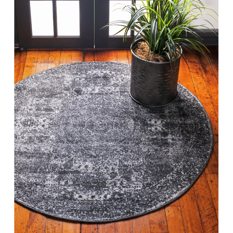 Tapis oriental gris foncé Wynsum, Rond 3 pi