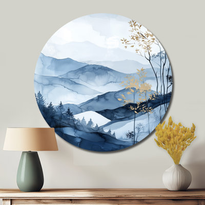 Lessing - Décoration murale ronde en métal montagnes
