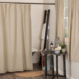 Rideau de douche simple à rayures 100% coton Sawyer Mill