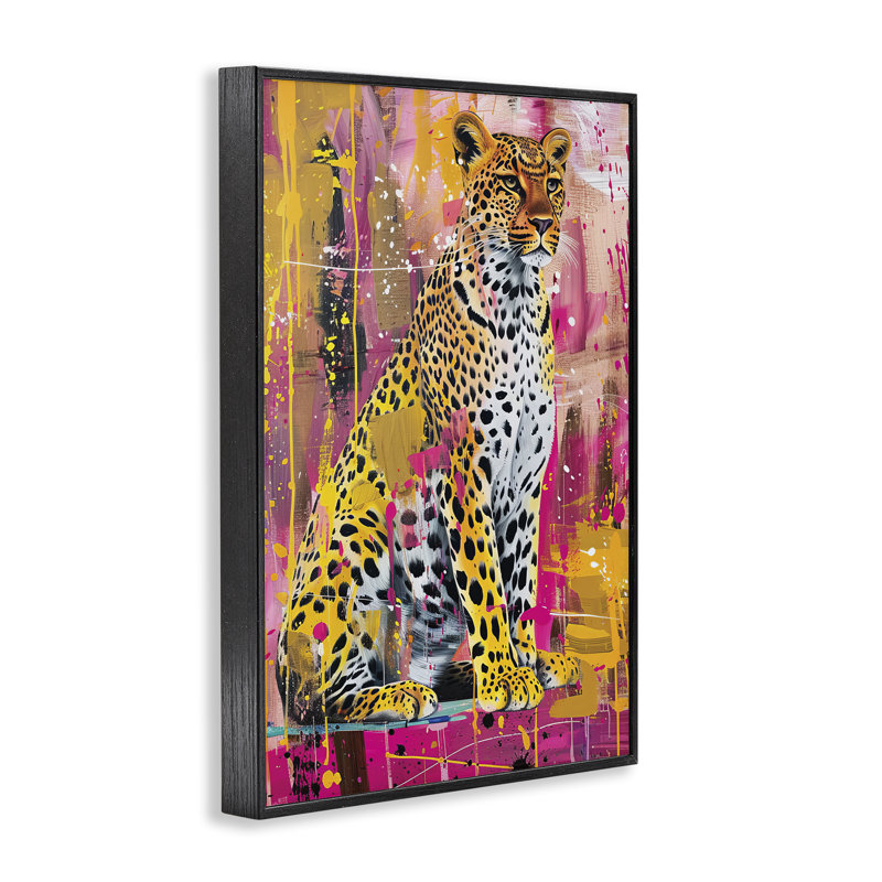Abat-jour urbain guépard encadré, design par LSR Design Studio, H 18 po x l 12 po, Giclée encadrée noir minuit