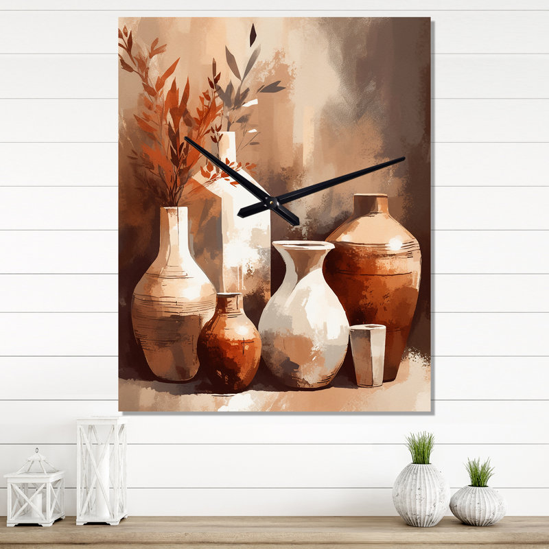 Horloge murale Ishaa - Boho Pottery, H 28 po x l 12 po