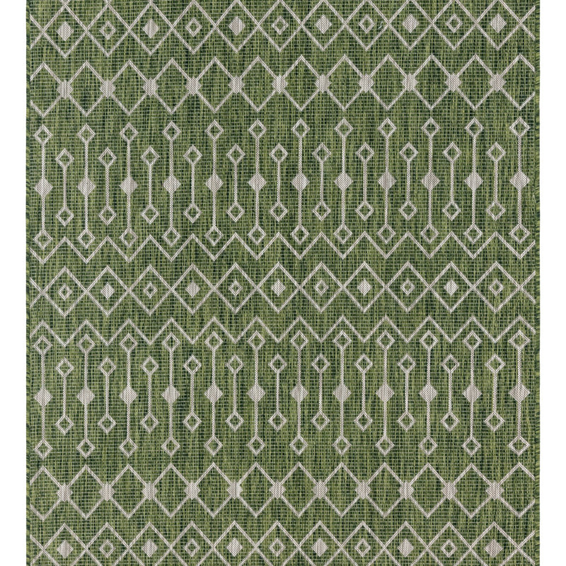 Tapis intérieur / extérieur vert / beige Adley Southwestern, Rectangle 7 pi 10 po x 11 pi 4 po