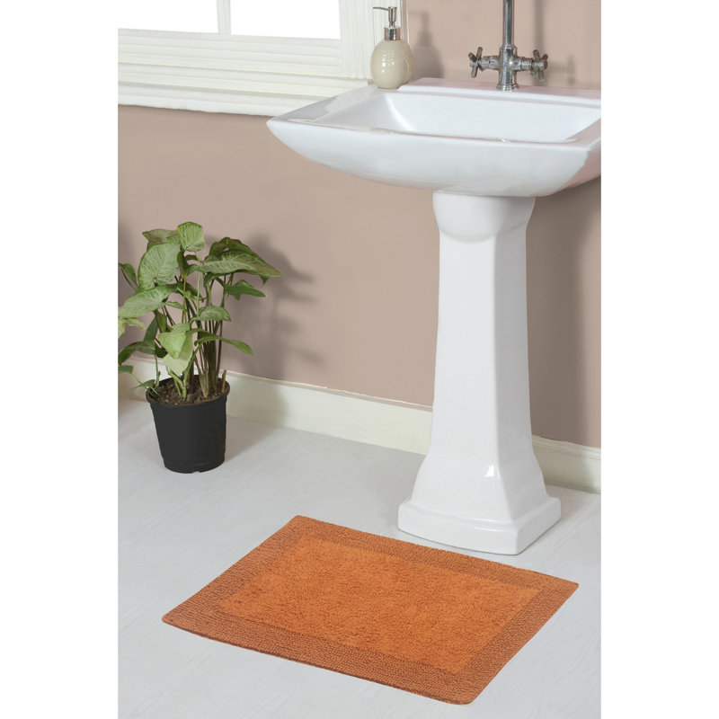 Tapis de bain réversible de couleur unie BRUSS, L 17 po x L 24 po, Terre cuite
